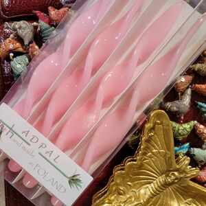 Pink Spiral Candles (4)~ Adpal~ Made In Poland NWT/NIB ~ Pretty!